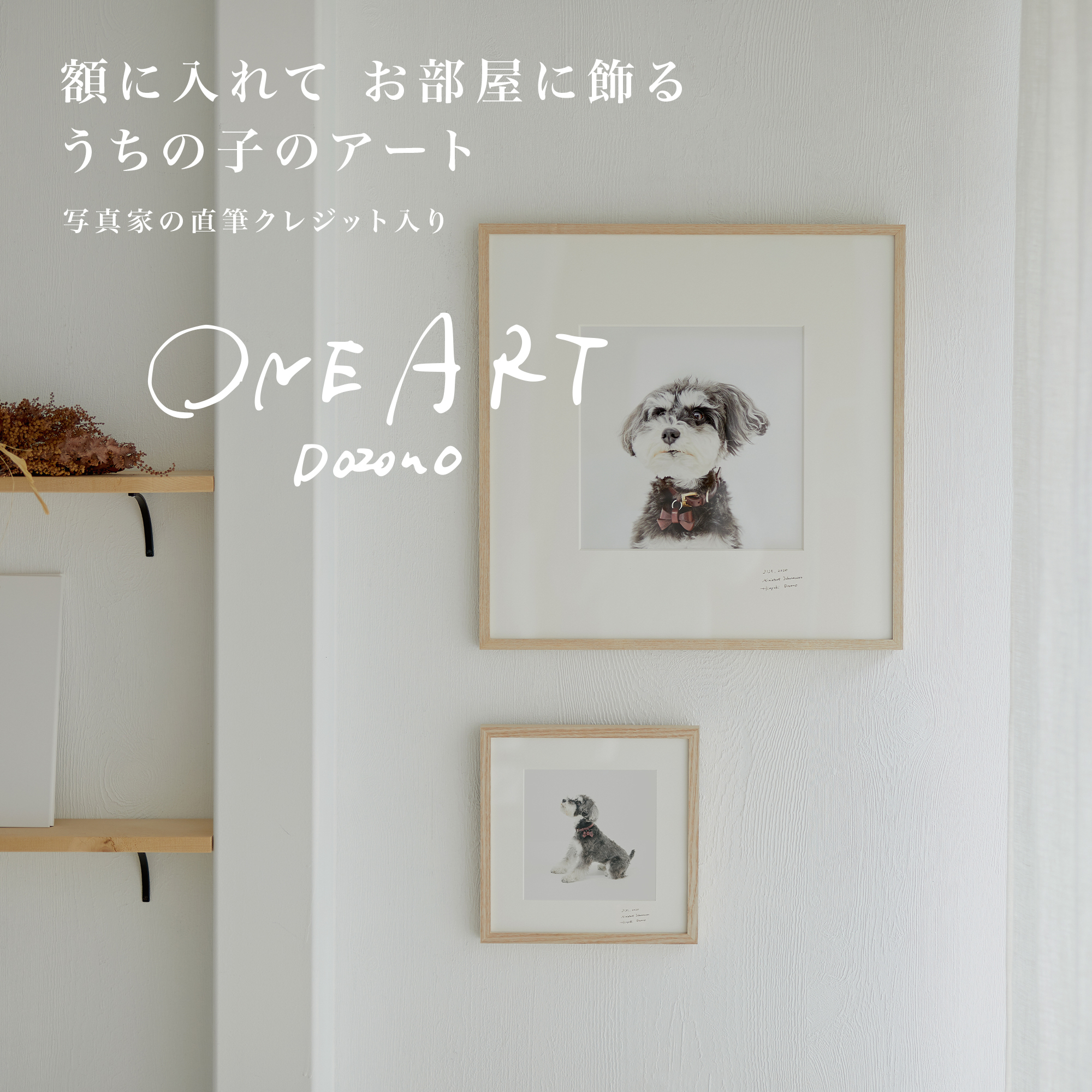 額に入れてお部屋に飾る　うちの子のアート